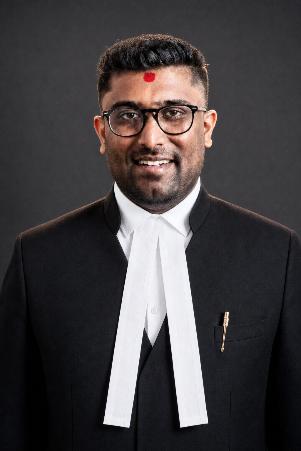 Advocate Karthik M in formal legal attire